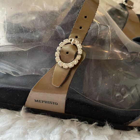 Mephisto patent Brown straps slip on sandals with rhinestones side buckl… - Picture 5 of 9